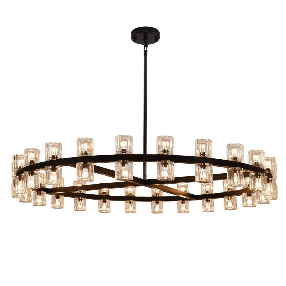 48 lights 48 in. Black Wagon Wheel Chandelier, Crystal Round Chandelier for Dining Room, Living Room, Kitchen, Foyer price history on PriceWatchPro