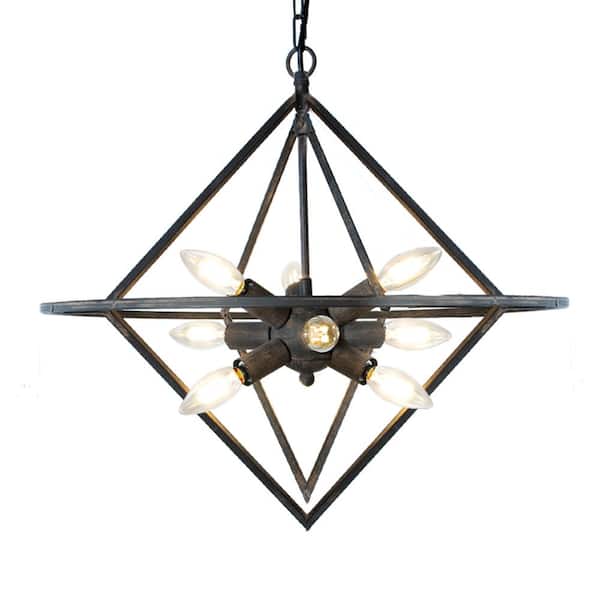Unbranded 9-Light Black Rustic Geometric Mid-Century Sputnik Sphere Farmhouse Chandelier for Living Room Dining Room Bedroom