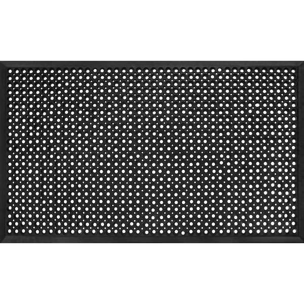 Drainage Black 3 ft. x 5 ft. Rubber Non-Slip Indoor Outdoor Commercial Door Mat