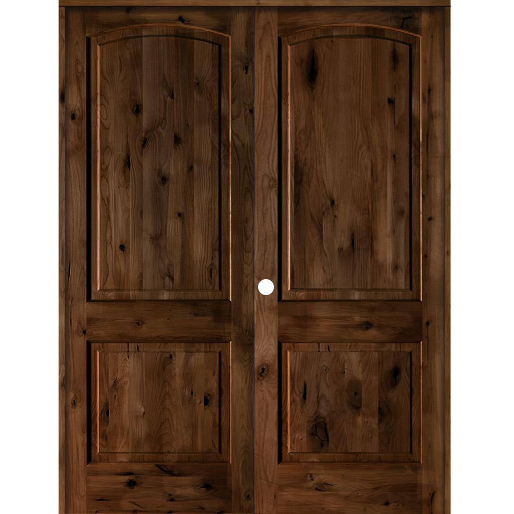 60 in. x 96 in. Rustic Knotty Alder 2-Panel Right Handed Provincial Stain Wood Double Prehung Interior Door price history on PriceWatchPro
