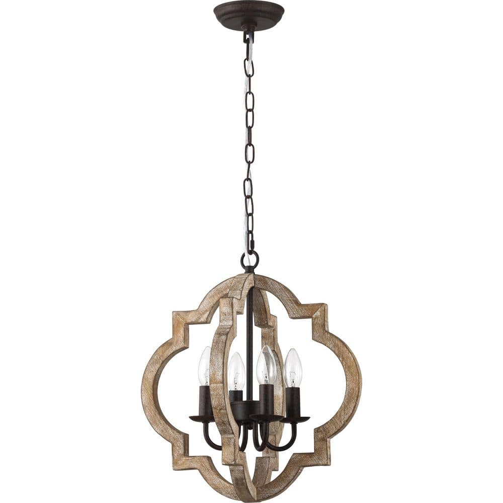 Caelus 4 light Weathered Wood Chandelier 20 in. Rustic Pendant Light for Kitchen Island without Light Bulb price history on PriceWatchPro
