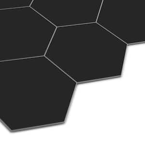 Big Hexagon 11.6 in. x 10.1 in. Black Peel and Stick Backsplash Stone Composite Wall Tile (10-Tiles, 8.20 sq. ft.)