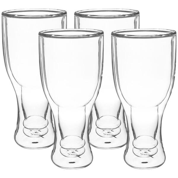 Fairly Odd Novelties Upside Down Double Walled Beer Drinking Glass 4-PacK