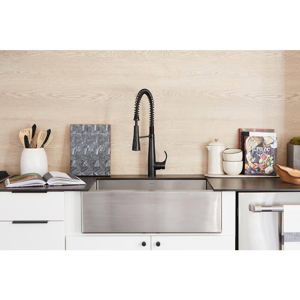 Matte Black Semi-Professional Kitchen Faucet with Pull-Out Spray