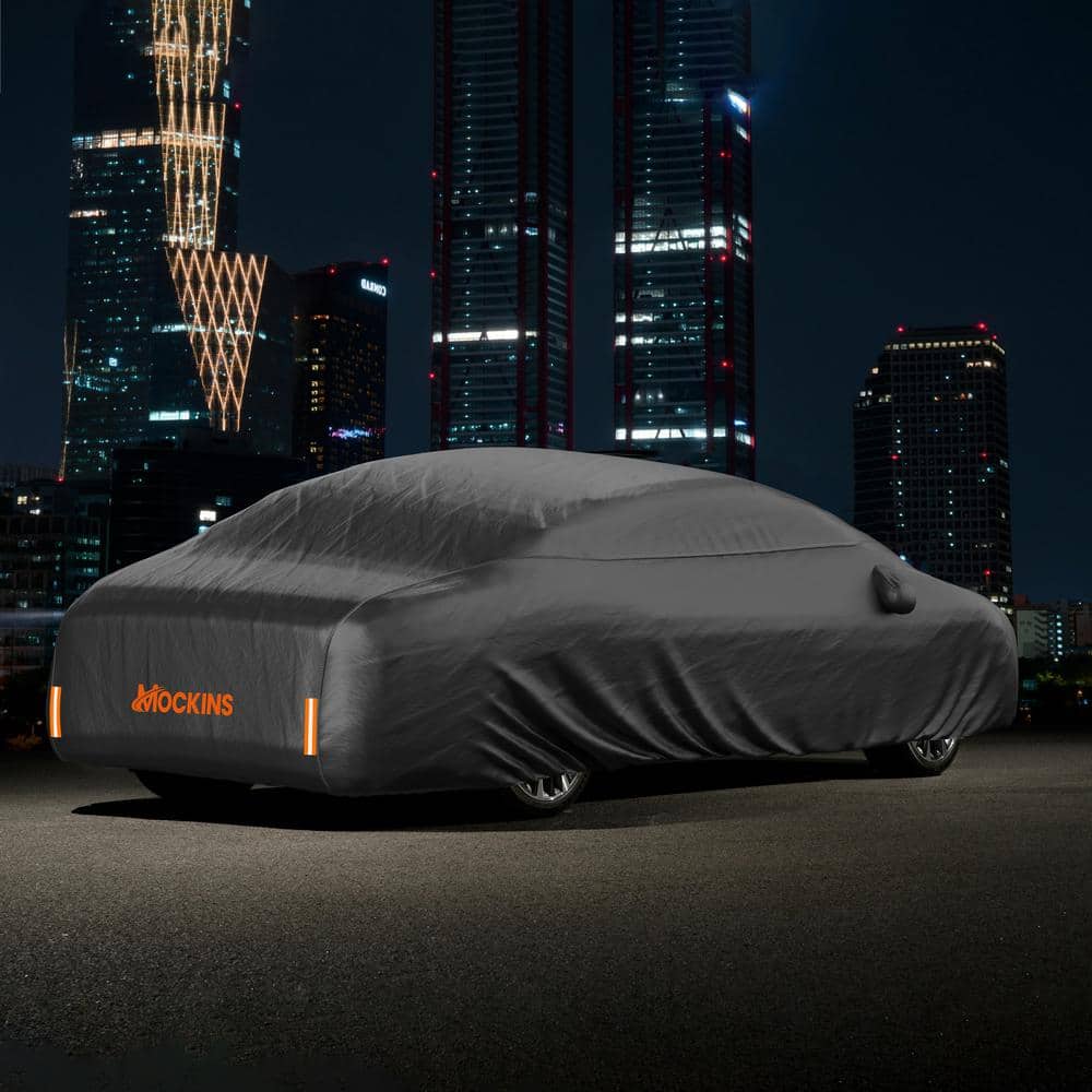 Heavy Duty Black Waterproof PVC Cotton Lined Sedan Car Cover
