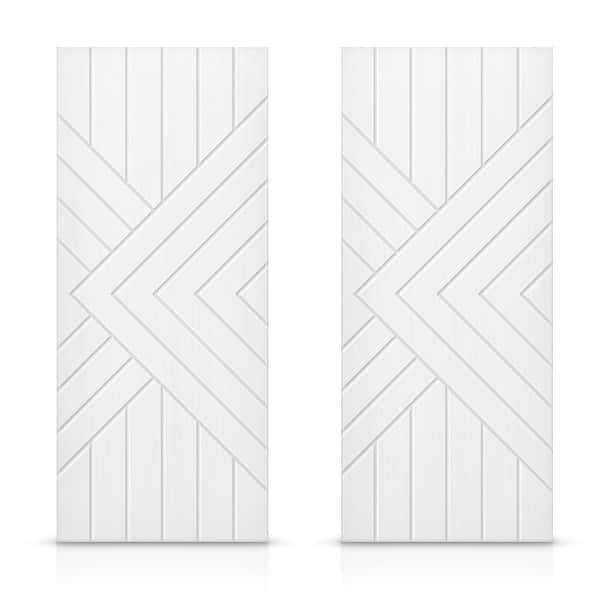 60 in. x 96 in. Hollow Core White Painted Composite MDF Interior Double Closet Sliding Doors