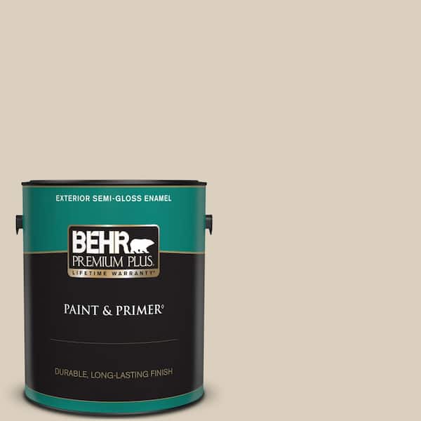 BEHR PREMIUM PLUS 1 gal. #BWC-25 Sandy Clay Semi-Gloss Enamel Exterior Paint & Primer
