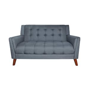 Candace 53 in. Dark Gray/Walnut Tufted Polyester 2-Seat Loveseat with Tapered Wooden Legs