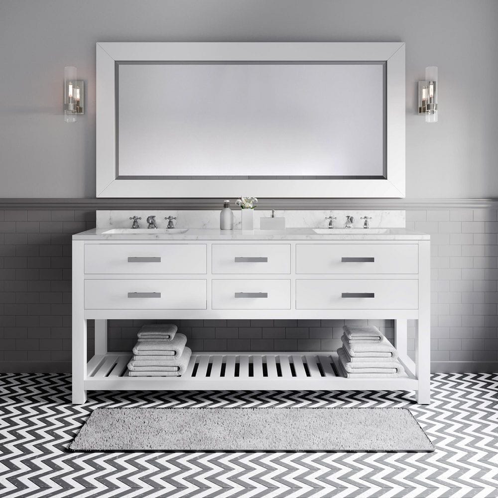 72 in. Vanity in Carrara White with Marble Vanity Top in Carrara White and Mirror price history on PriceWatchPro