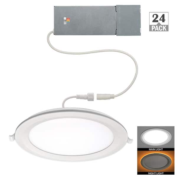 Commercial Electric 8 in. Canless Recessed Light with Night Light LED Flush Mount 1800LM Adjustable CCT New Construction Remodel (24-Pack)
