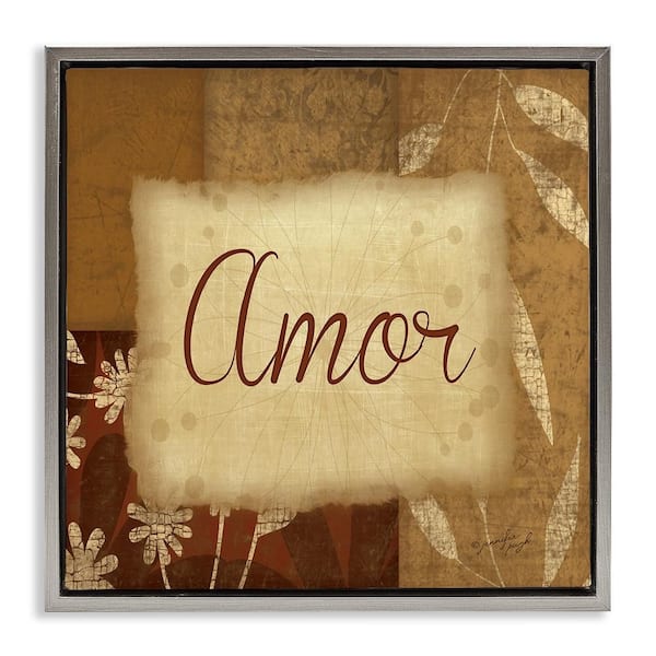 Stupell Industries Love Phrase Traditional by Jennifer Pugh Gray Floater Frame Typography Graphic Art Print 25 in. x 25 in.