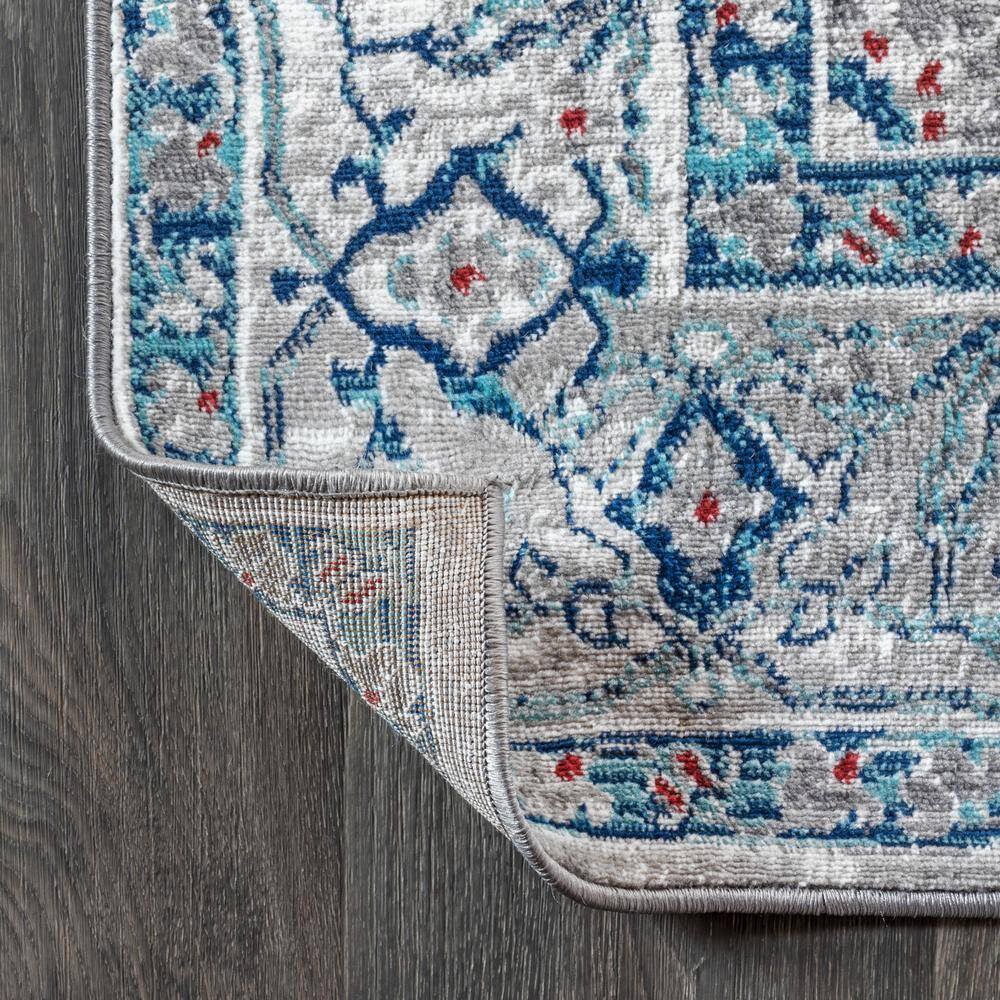 Modern Persian Medallion Light Grey/Blue Synthetic Area Rug