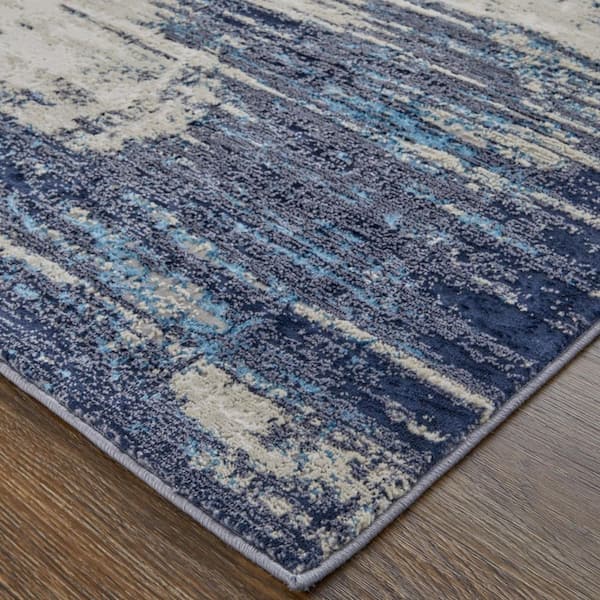 9 ft. x 12 ft. Tan and Blue Abstract Area Rug