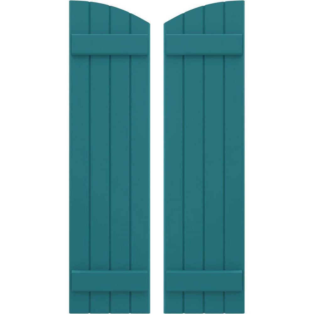 14 in. W x 41 in. H Americraft Exterior Real Wood Joined Board and Batten Shutters with Elliptical Top in Antigua price history on PriceWatchPro
