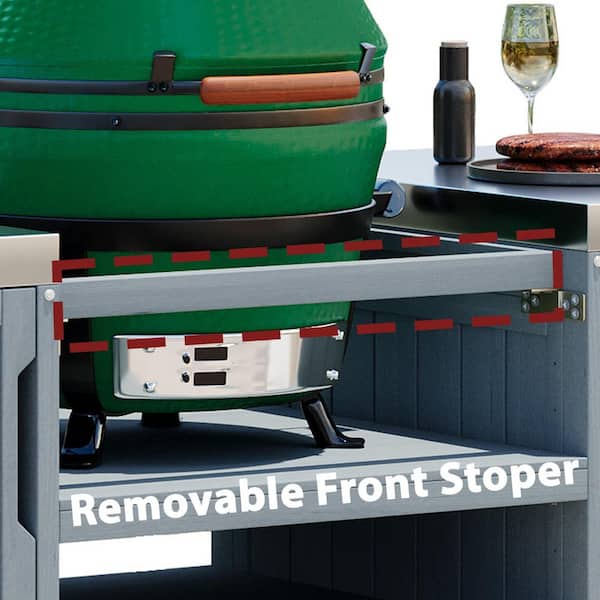 66.5 in. Blue Outdoor Grill Table for Big Green Egg-21-22 in