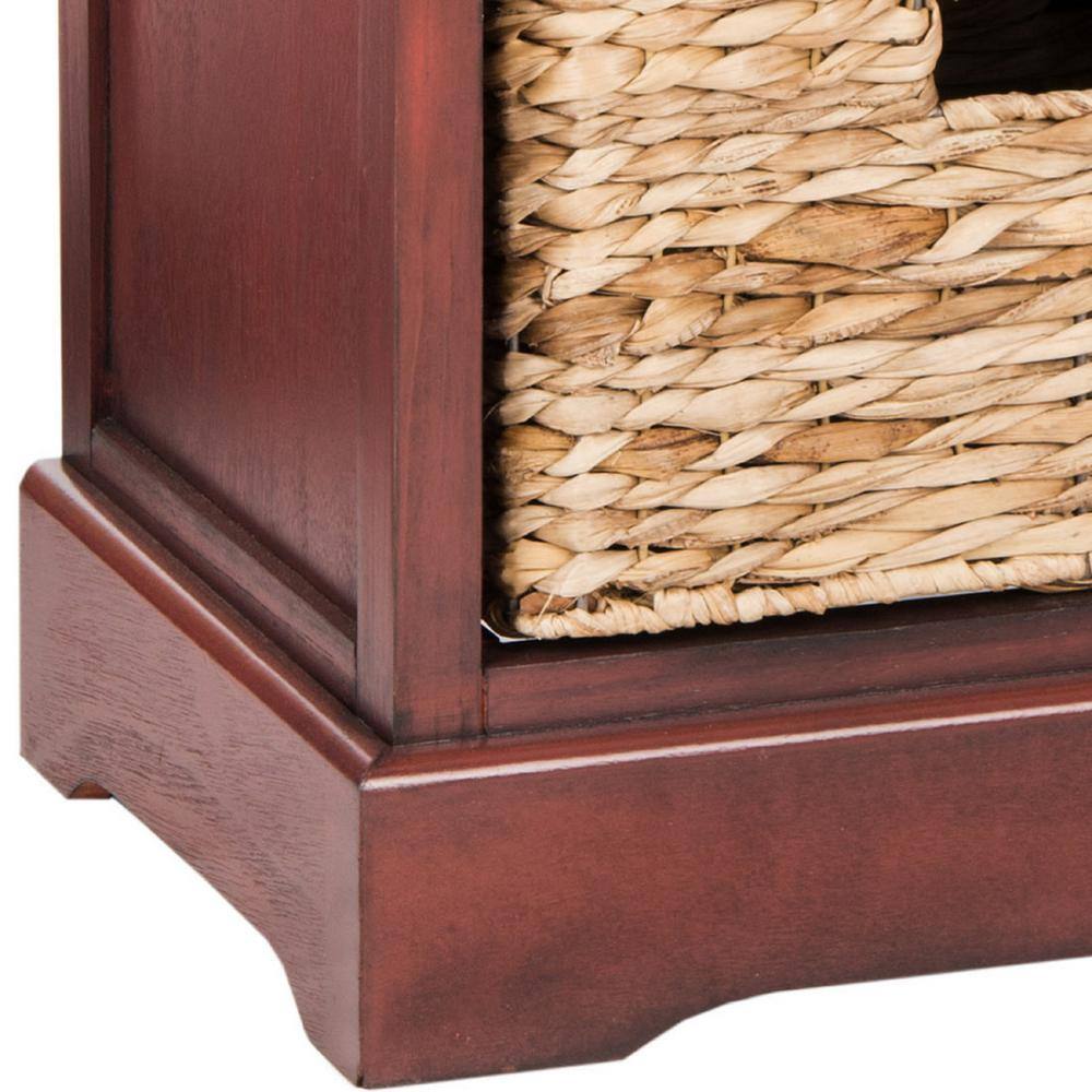 Transitional Red Pine 30'' Storage Unit with Wicker Baskets