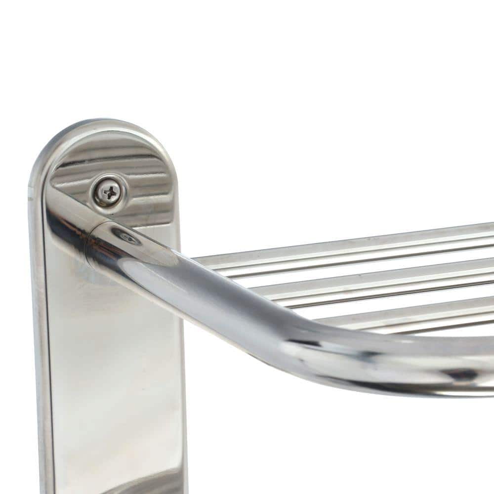 Polished Stainless Steel 24" Wall Mounted Towel Bar Shelf