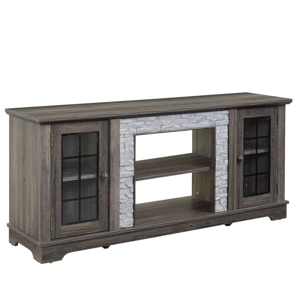 Grey 26.06 in. Modern Accent Cabinet Office Storage with 3 Shelves and Cabinets Cable Management for Living Room