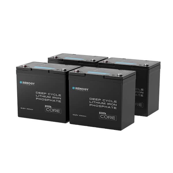 4pcs 12.8V 100Ah Lithium LiFePO4 Deep Cycle Battery Rechargeable Compact Backup Power Trolling motor RV-Core Mini Series