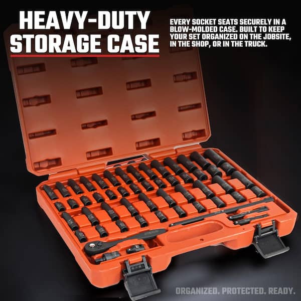 NEIKO 1/4 in. Drive SAE and Metric 6-Point Deep Impact Socket Set