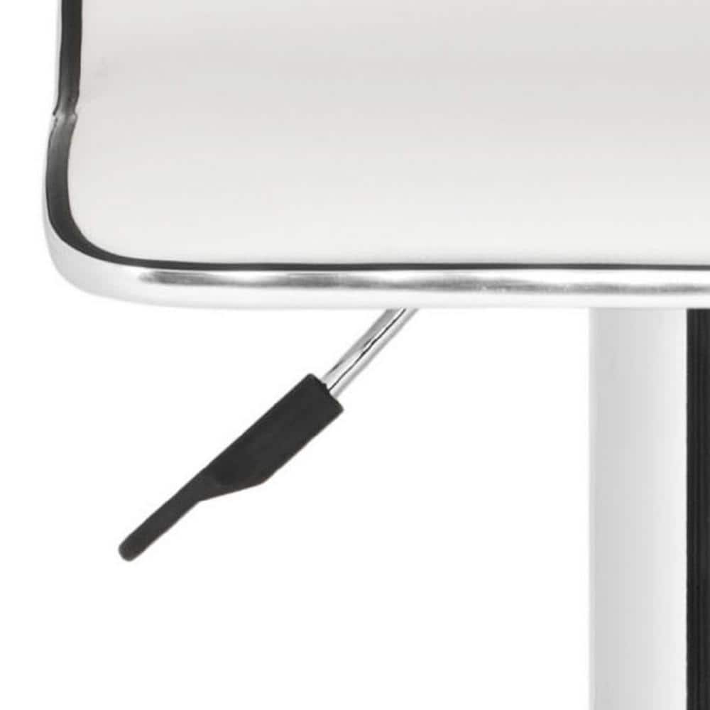 White Faux Leather Adjustable Swivel Bar Stool with Chrome Base
