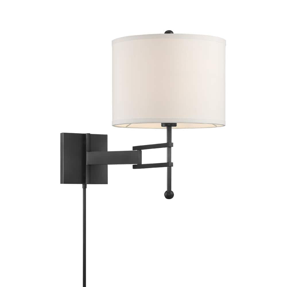 Matte Black and White Silk Dimmable Swing Arm Wall Light
