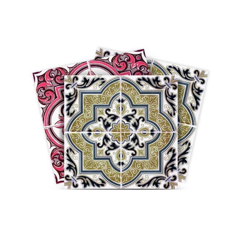 MI ALMA Pink and Brown H219 5 in. x 5 in. Vinyl Peel and Stick Tile (24