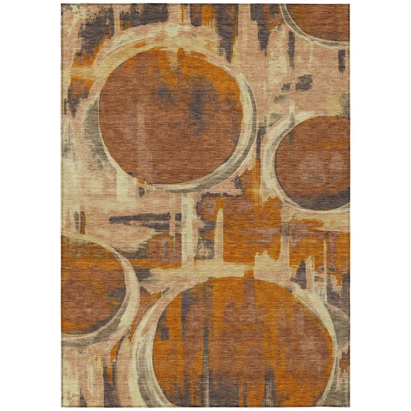 Chantille Machine Washable Indoor/Outdoor Abstract ACN2615 Paprika 8 ft. x 10 ft. Area Rug