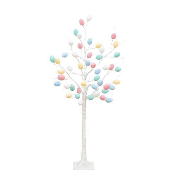 4 ft. Pre-Lit Artificial Easter Twig Tree with 48 Egg Shaped LED Ornaments