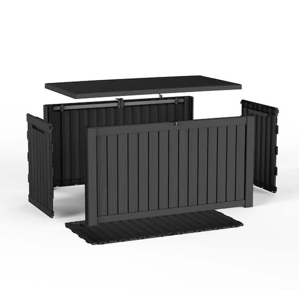 180 Gal. Outdoor Waterproof Resin Storage Deck Box, Lockable Large Capacity Deck Storage Bench