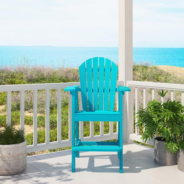 AUTMOON Classic Cyan Tall Balcony Adirondack Chair (1-Pack)