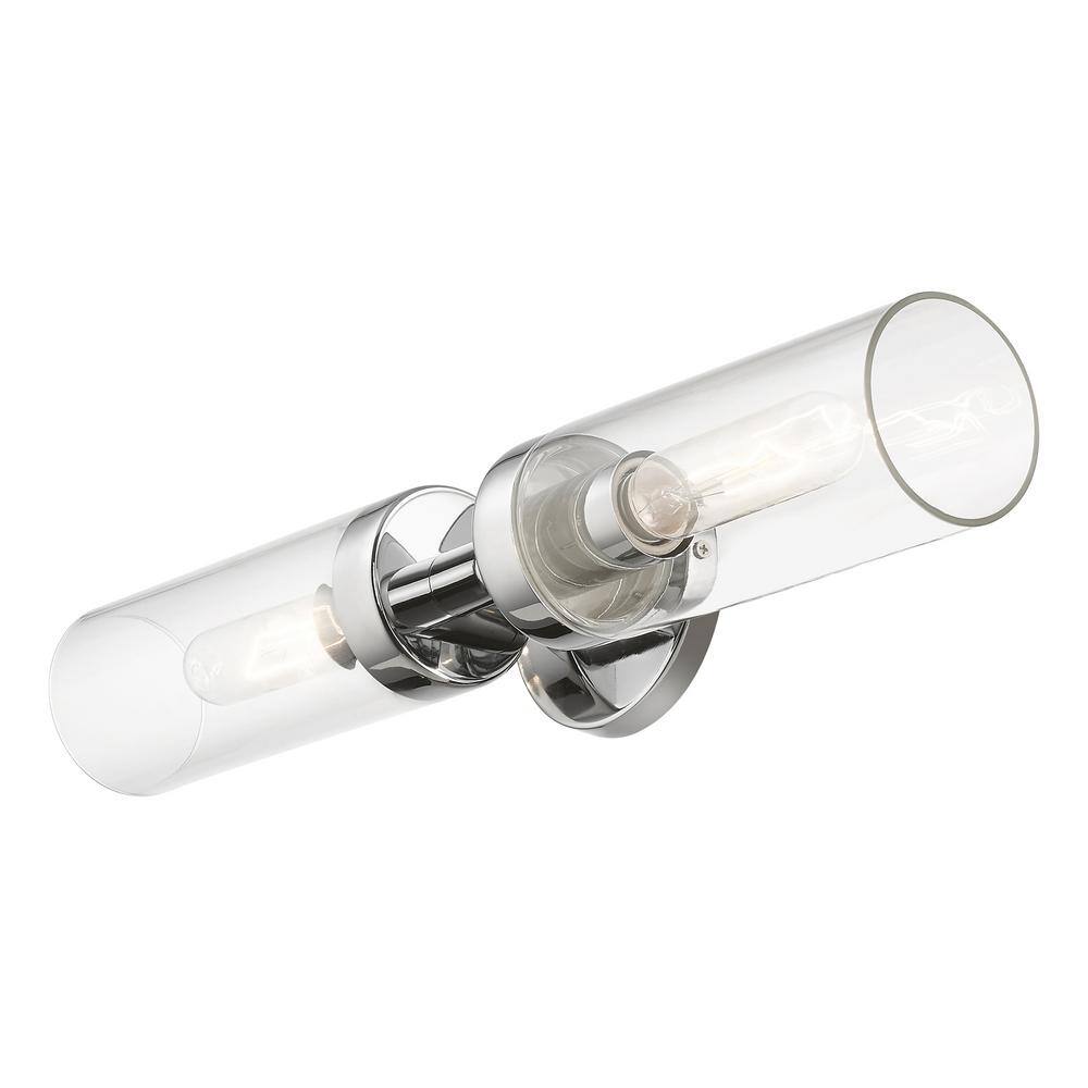 Ludlow Polished Chrome 2-Light Vanity with Clear Glass Shades
