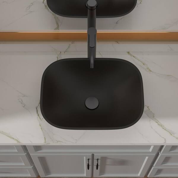 LORDEAR 18 in. W x 14 in. H Matte Black Topmount Rectangular