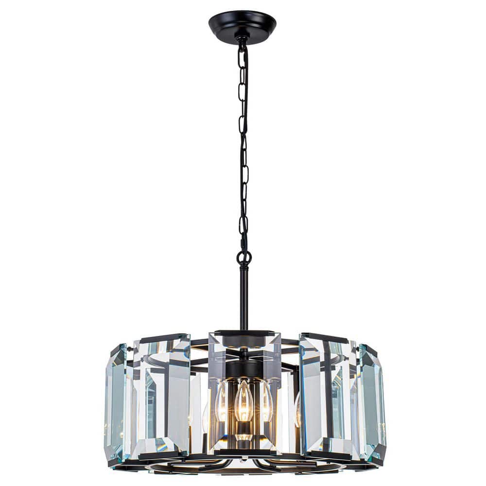 5-Light Black Modern Candle Style Height Adjustable Chandelier with Glass Drum Shade Pendant light for Kitchen Island price history on PriceWatchPro