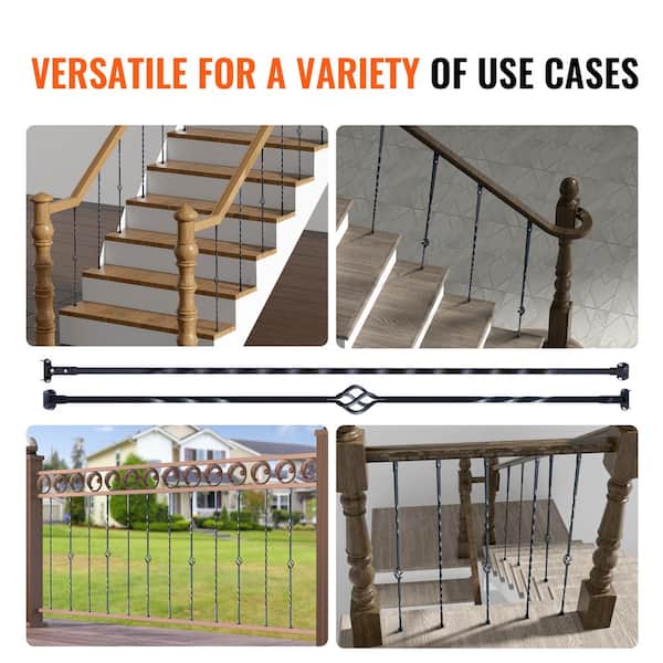 VEVOR 44 in. H x 2.2 in. W Black Galvanized Steel Spindles VEVOR 44 in. H x 2.2 in. W Black Galvanized Steel Spindles