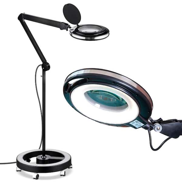 Brightech LightView 55 in. Black LED Rolling Base Diopter Magnifying Lamp  8U-N0Q9-0R65 The Home Depot