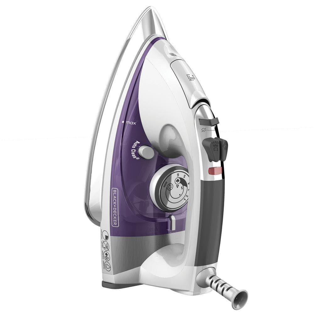 White and Purple Professional Steam Iron with Stainless Steel Soleplate