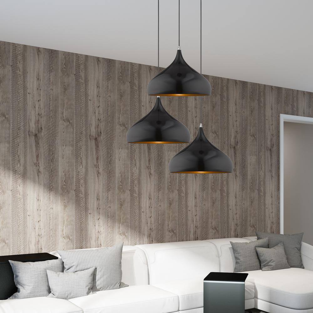 Shiny Black and Gold Mini Pendant Light