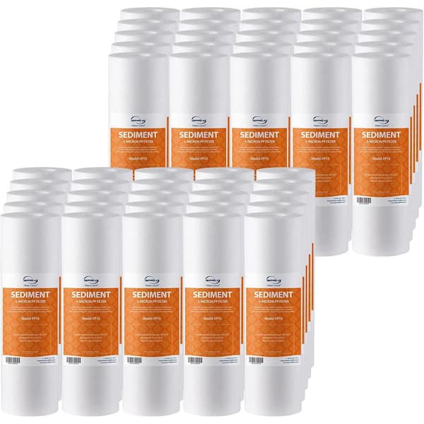 NSF Certified, 5-Micron 10 in. x 2. 5 in. Multi-layer Sediment Water Filter Cartridges, 50-Pack