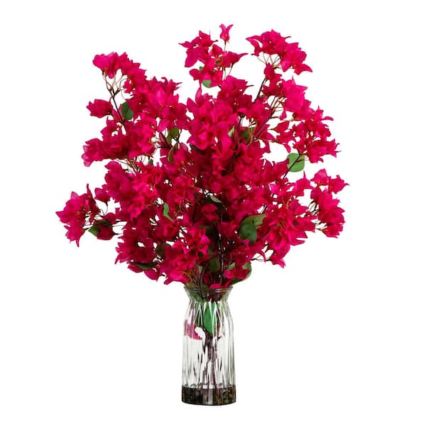 Nearly Natural 31 in. Artificial Bougainvillea Arrangement in Vase