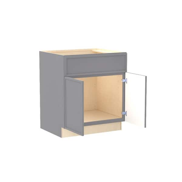 Franklin 30 in. W x 24 in. D x 34.5 in. H Assembled Plywood Sink Base Kitchen Cabinet in Veiled Gray with Soft Close