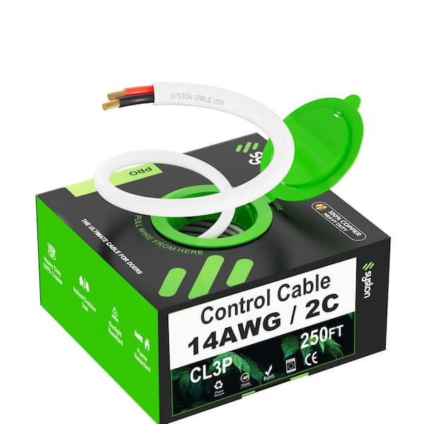 250 ft. 14/2 White CL3P/CMP Stranded Copper Fire Security Burglar Station Sound Alarm Control Cable Wire UV Resistant