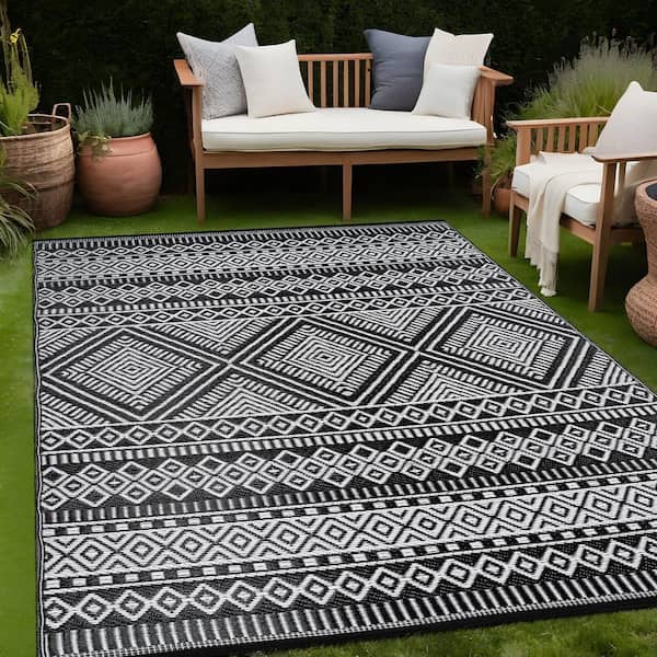Beverly Rug 6 X 9 Black White Lightweight Moroccan Reversible