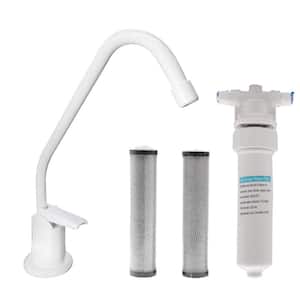 8 in. Touch-Flo Style Cold Water Dispenser Faucet Kit with In-line Filter and 2-Pack Cartridges, Powder Coat White