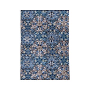Cassidy Blue 2 ft. x 3 ft. Floral Non-Slip Outdoor Area Rug