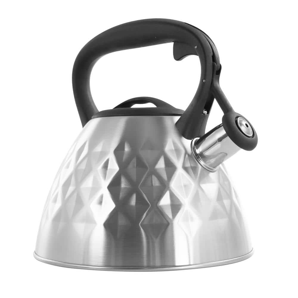 Mr. Coffee Collinsbroke 2.4 Quart Stainless Steel Tea Kettle with Red