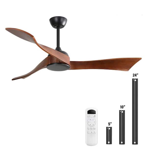 CACI Mall 52 in. Indoor/Outdoor Black Ceiling Fan without Light for Bedroom or Living Room