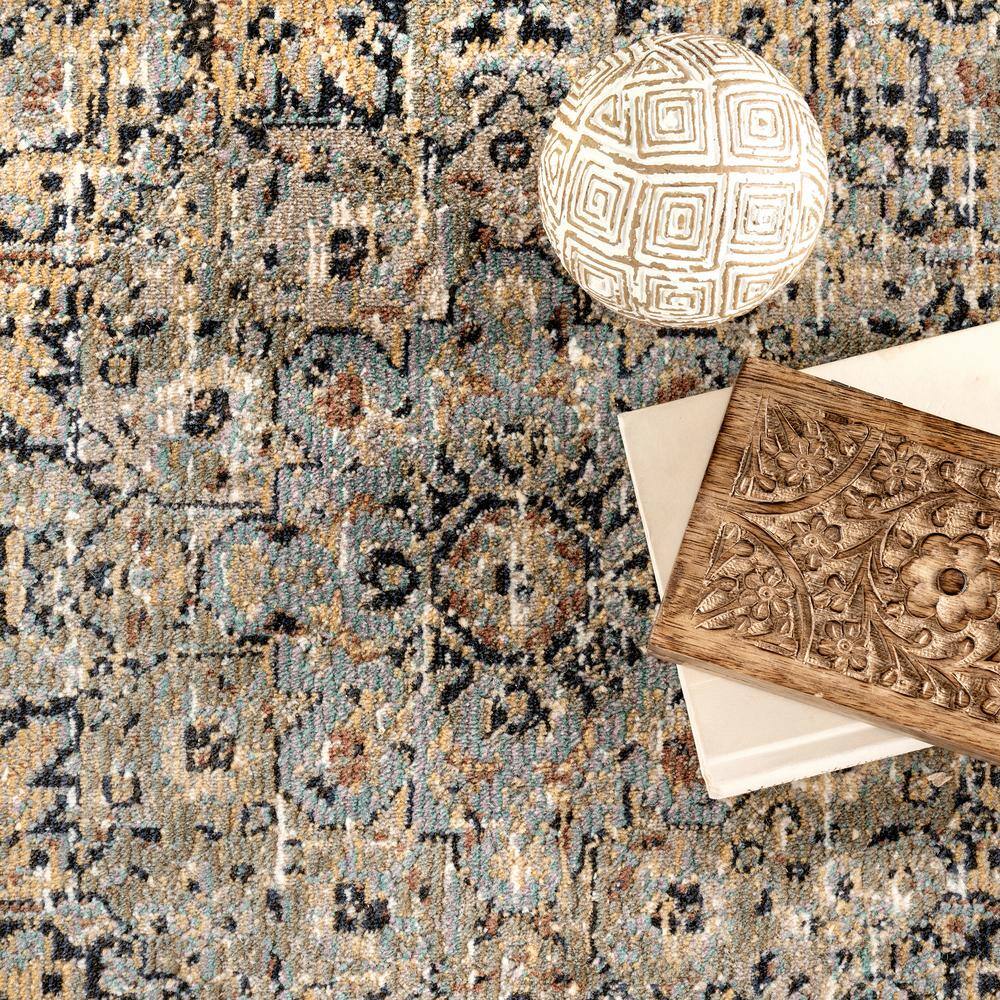 Elegant Beige Synthetic 3'x5' Traditional Medallion Area Rug