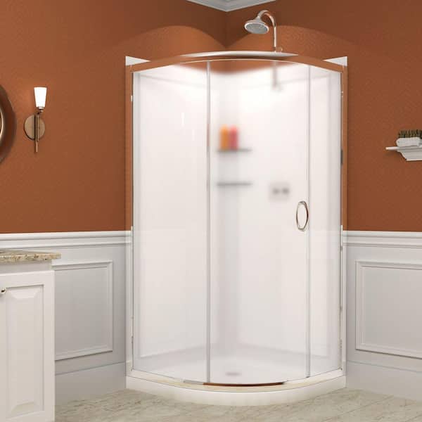 DreamLine Solo 34-3/8 in. x 34-3/8 in. x 72 in. Framed Sliding Shower Enclosure in Chrome with Shower Base and Backwalls