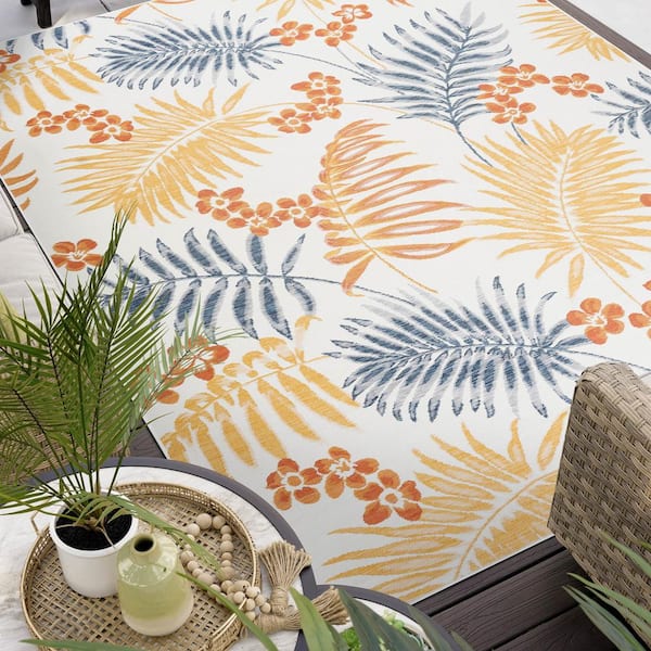 Flora Multi-Color 5 ft. x 7 ft. Floral Indoor/Outdoor Area Rug